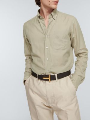 Camisa de cachemir de algodón con estampado de cachemira Tom Ford beige