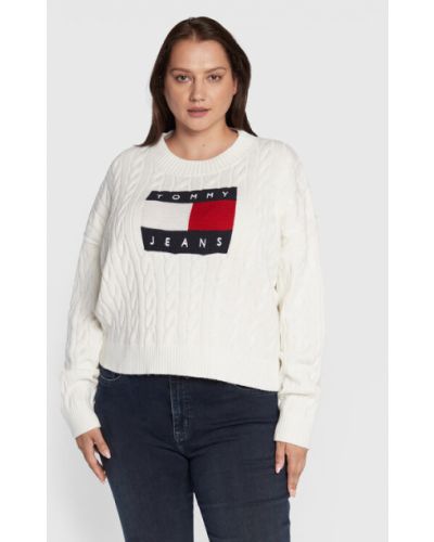 Tommy Jeans Curve Sweater Cry DW0DW14569 Bézs Relaxed Fit