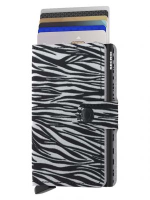 Usnjena denarnica z zebra vzorcem Secrid siva