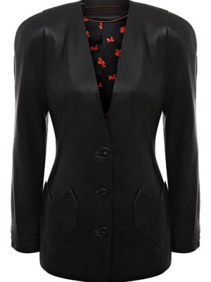Кожаный пиджак Ulyana Sergeenko черный