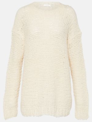 Jedwabny sweter z alpaki The Row biały