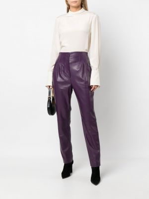 Pantalon en cuir slim Alberta Ferretti violet