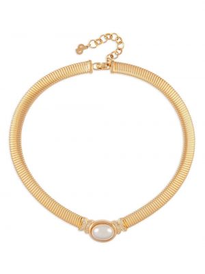 Colier cu perle cu model piele de șarpe Christian Dior auriu