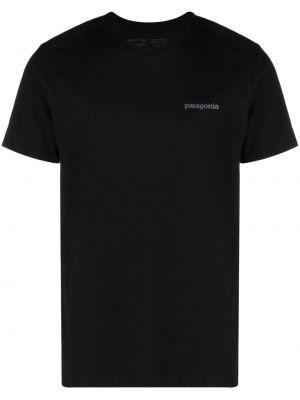 T-shirt con stampa con scollo tondo Patagonia nero