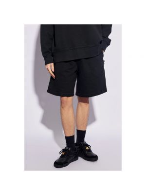 Pantalones cortos deportivos de algodón con estampado Palm Angels negro