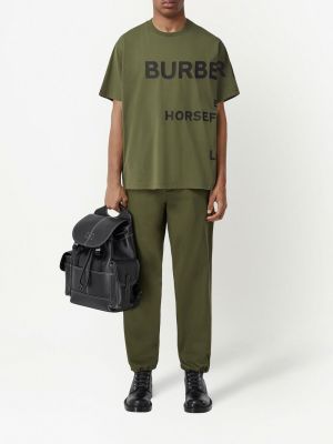 Oversized tričko s potiskem Burberry zelené