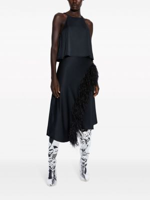 Asymetrické midi sukně z peří Lapointe černé