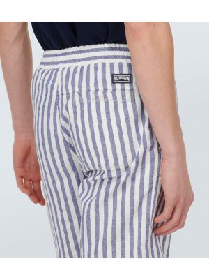 Pamučne lanene bermuda kratke hlače Vilebrequin plava