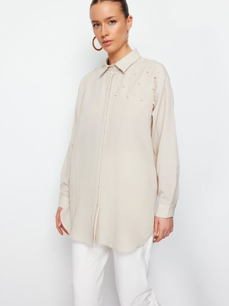 Плетена памучна риза с перли Trendyol