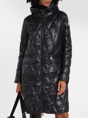 Pūkinė paltas su gobtuvu Moncler juoda