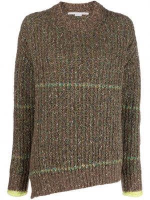 Меланжов памучен вълнен пуловер Stella Mccartney кафяво