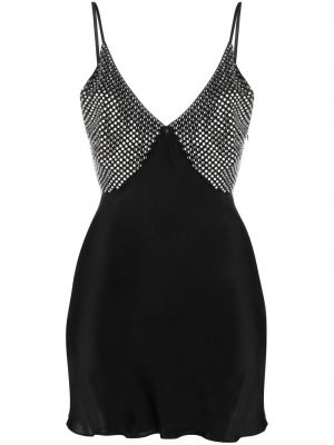 Σατέν κοκτέιλ φόρεμα από διχτυωτό De La Vali μαύρο