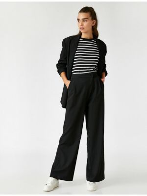 Asymetrické kalhoty s knoflíky relaxed fit Koton černé