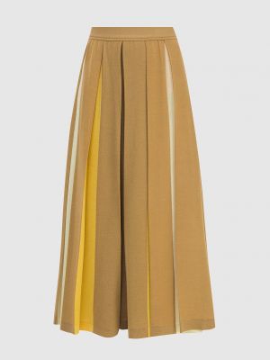 Шелковая юбка миди в полоску Loro Piana коричневая