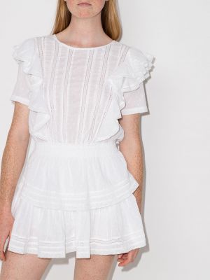 Mini vestido con volantes Loveshackfancy blanco