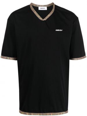 Svītrainas t-krekls ar v veida izgriezumu Ambush melns