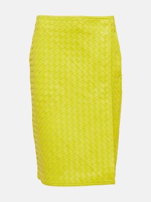 Kožená sukňa Bottega Veneta žltá