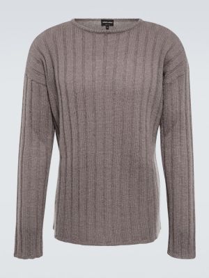 Moherowy sweter wełniany Giorgio Armani szary