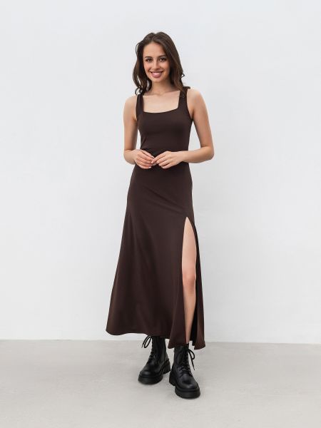 Нейлонова сукня міді з віскози ромашка коричнева