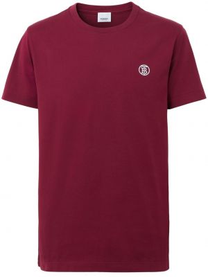 T-shirt brodé en coton Burberry rouge