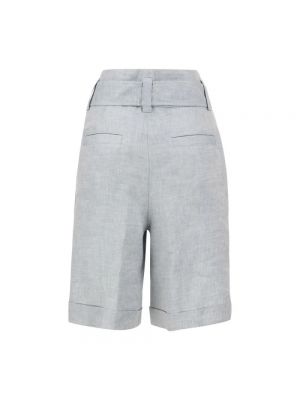 Pantalones cortos de cintura alta de lino Peserico azul