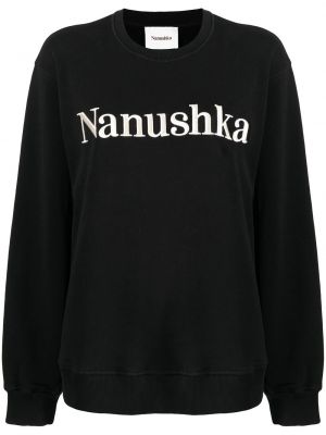 Brodert sweatshirt Nanushka svart