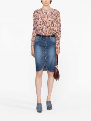 Spódnica jeansowa na guziki Isabel Marant niebieska