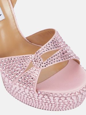Sandale din satin cu platformă Aquazzura roz