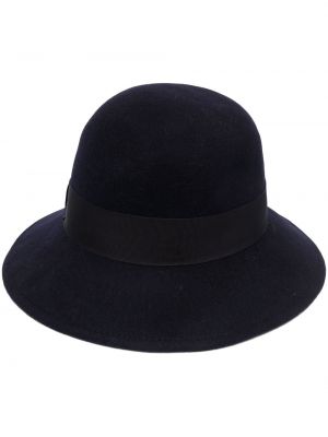 Borsalino Mary ribbon-trim merino cloche hat - Bleu