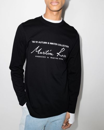 Raštuotas medvilninis marškinėliai ilgomis rankovėmis Martine Rose