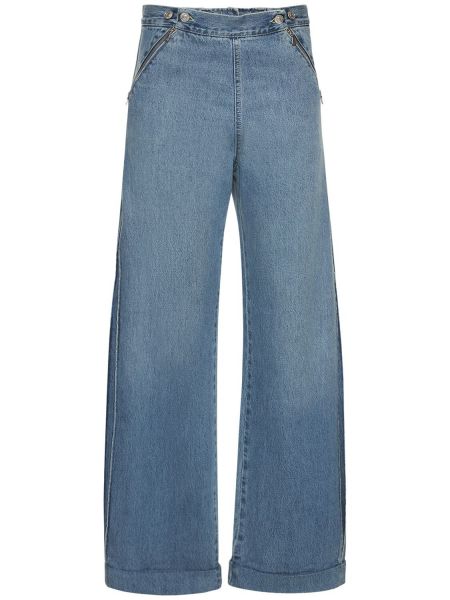 Voľné džínsy Victoria Beckham modrá