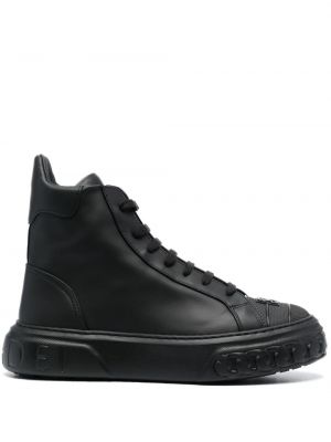 Csipkés bőr fűzős sneakers Casadei fekete