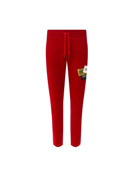 Spodnie sportowe z nadrukiem Dolce And Gabbana czerwone