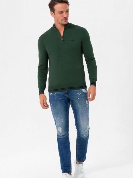 Пуловер на молнии Jimmy Sanders зеленый