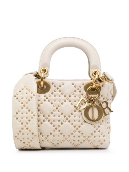 Kožená taška na tašku s cvočkami Christian Dior Pre-owned biela