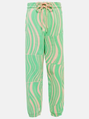 Spodnie sportowe bawełniane z nadrukiem Adidas By Stella Mccartney zielone