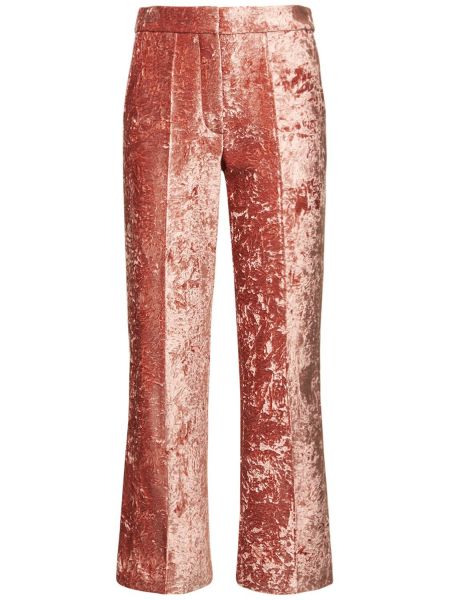 Velurové kalhoty Lanvin růžové