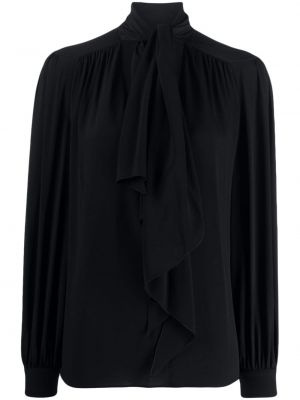 Svilena bluza z lokom Alberta Ferretti črna
