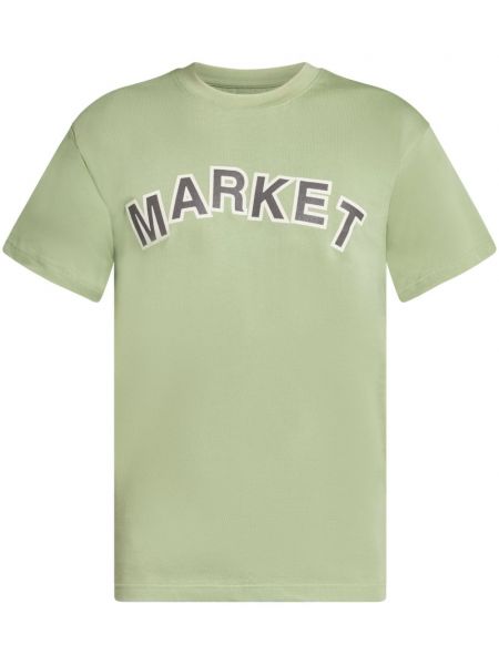 Kokvilnas t-krekls ar apdruku Market zaļš