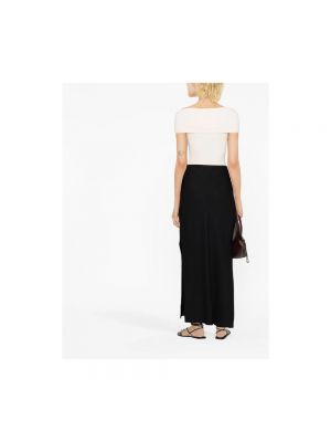 Falda larga de lino Brunello Cucinelli negro