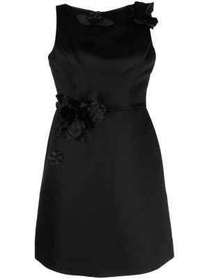 Szatén mini ruha Marchesa Notte fekete