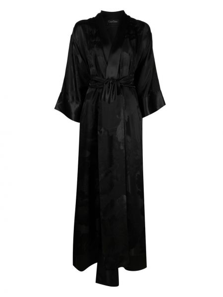 Жакардова копринена рокля на цветя Carine Gilson черно