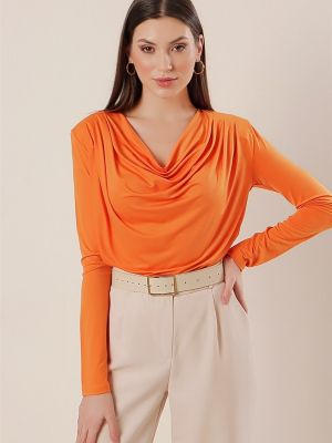 Bluzka plisowana By Saygı pomarańczowa