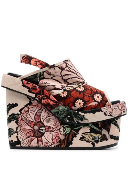 Памучни сандали с клин ток Biyan розово