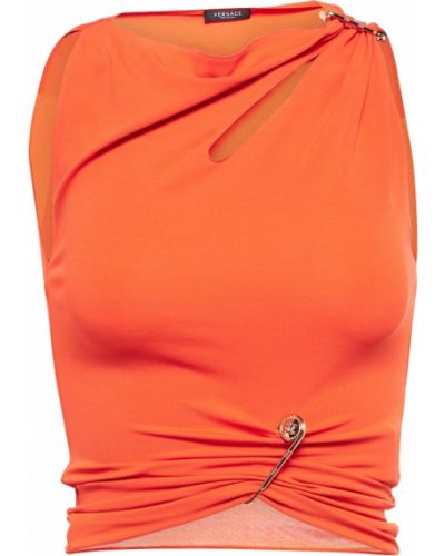 Укорочений кроп-топ з вирізом Versace, помаранчевий