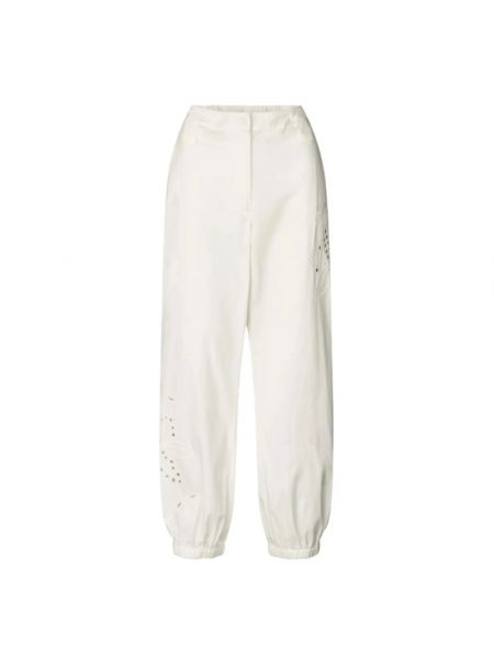 Haftowane spodnie sportowe bawełniane Rabens Saloner białe