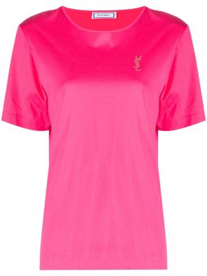 T-shirt con cristalli Saint Laurent Pre-owned rosa