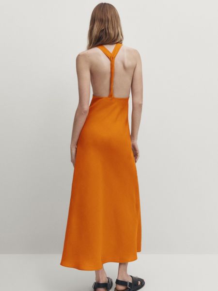 Платье миди Massimo Dutti оранжевое