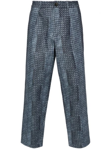 Pantaloni din bumbac cu imagine cu imprimeu geometric Pierre-louis Mascia albastru
