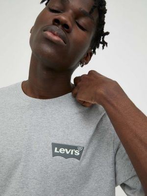 Bavlněné tričko s potiskem Levi's šedé